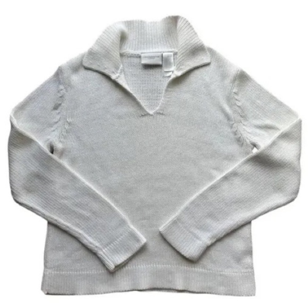 Liz Claiborne White Collared Sweater
